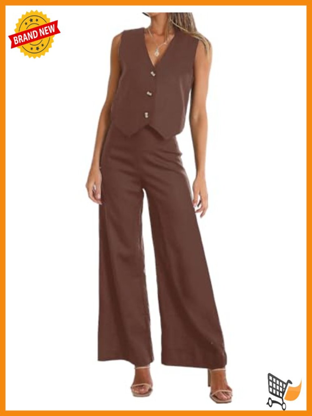 Women's 2 Piece Outfits V Neck Sleeveless Top Wide Leg Pants Matching Set Summer